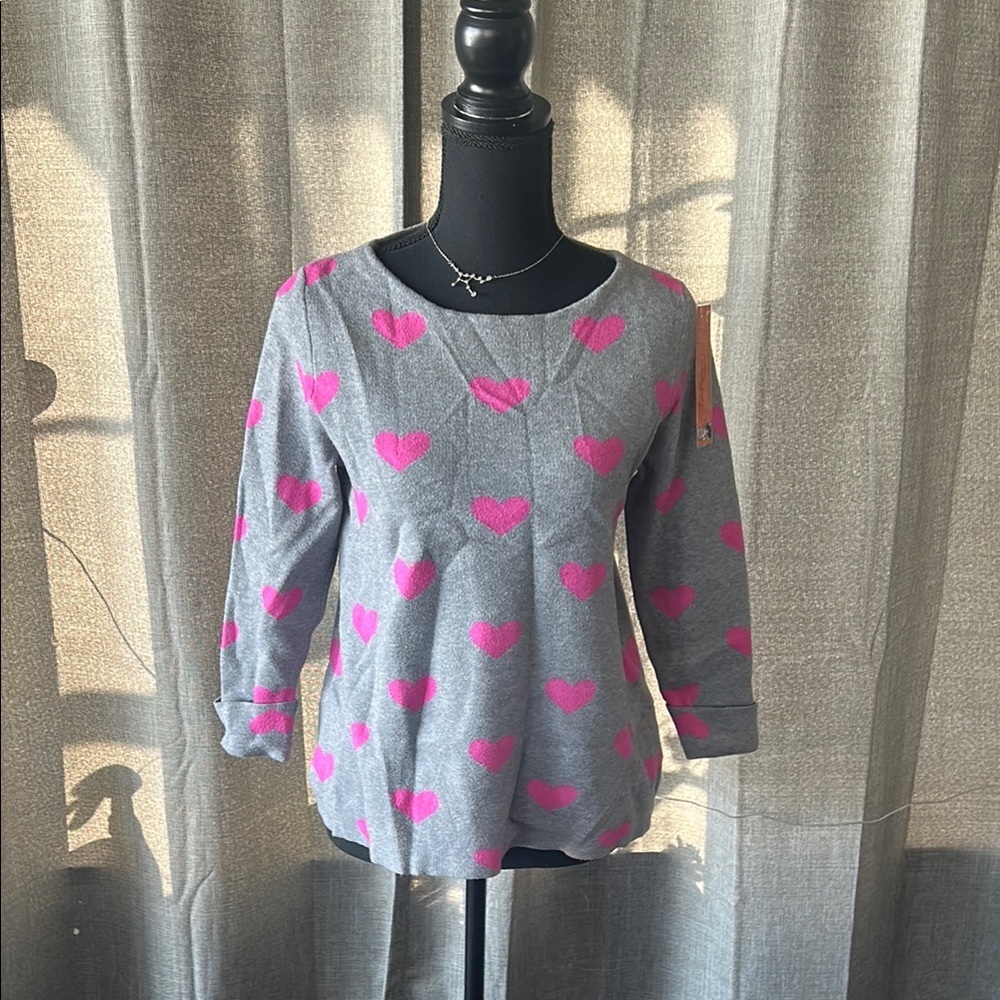 Cynthia Rowley Gray heart Blouse with Relaxed Fit